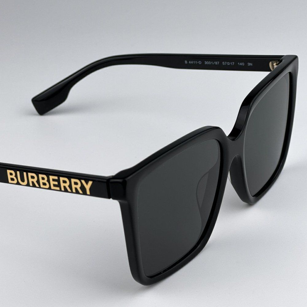 NEW Burberry BE4411D 300187 Black Dark Grey Square Women Sunglasses BE 4411D - Picture 9 of 10